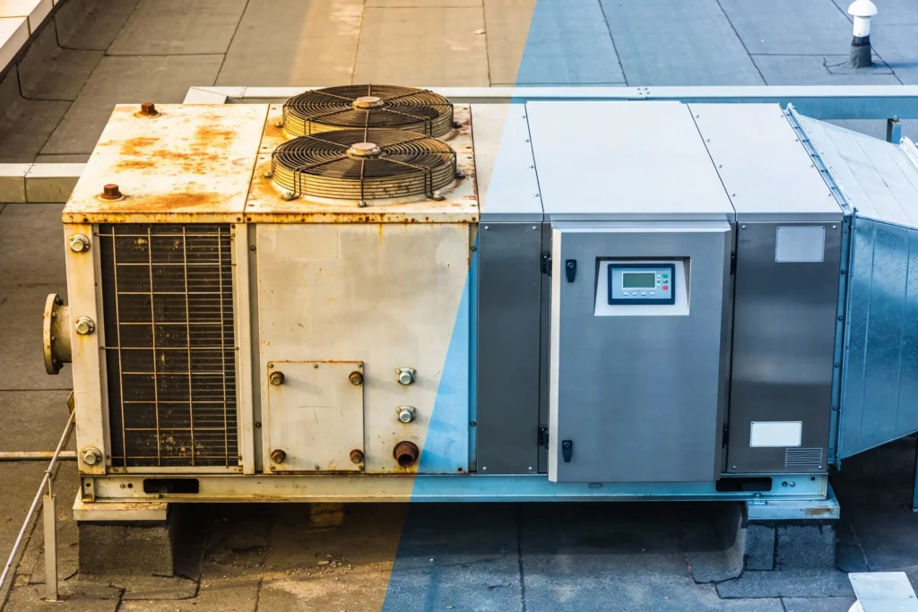 Old vs. New Rooftop HVAC Unit